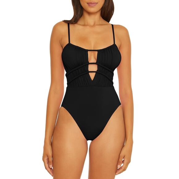 Becca by Rebecca Virtue Other - Becca Rebecca Virtue Color Code Sarai Black Plunge One Piece Swimsuit Size M